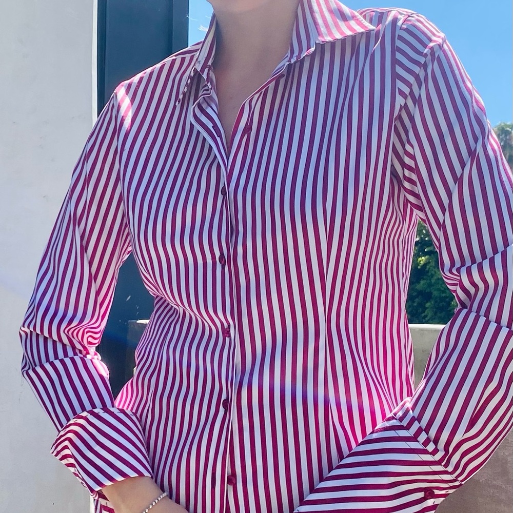 Like NEW Van Laack Striped Shirt in Superb Condition | Bright Red/Pink & White